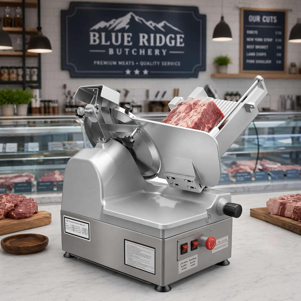 550W Meat Slicer Commercial,Electric Deli Slicer Machine with Removable 10" High-Hardness Carbon Steel Blade, 0-0.43