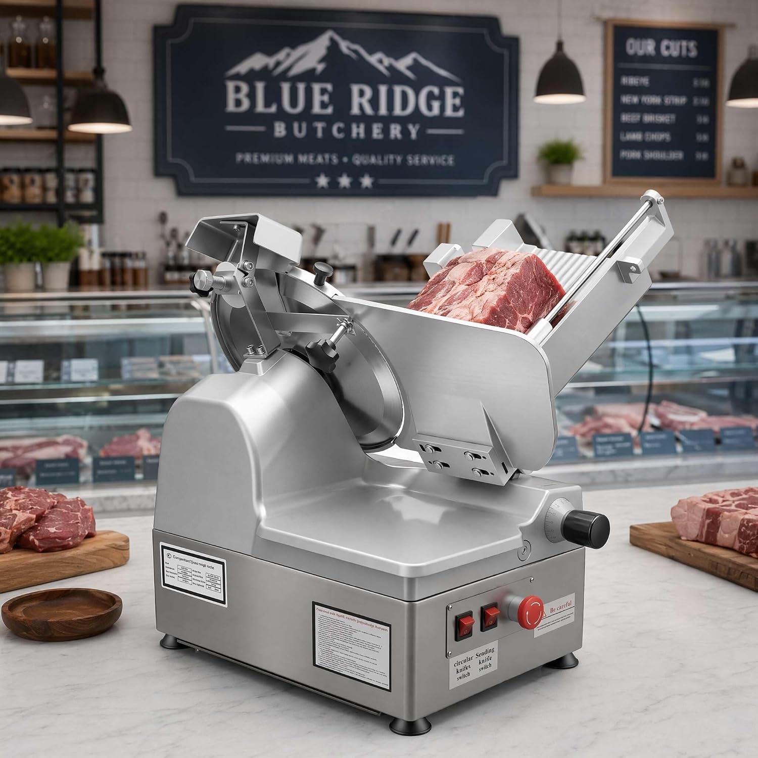 550W Meat Slicer Commercial,Electric Deli Slicer Machine with Removable 10" High-Hardness Carbon Steel Blade, 0-0.43