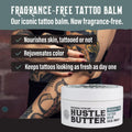 Hustle Butter Fragrance Free Tattoo Aftercare 5oz Tattoo Balm, Unscented Vegan Tattoo Butter and Healing Cream for