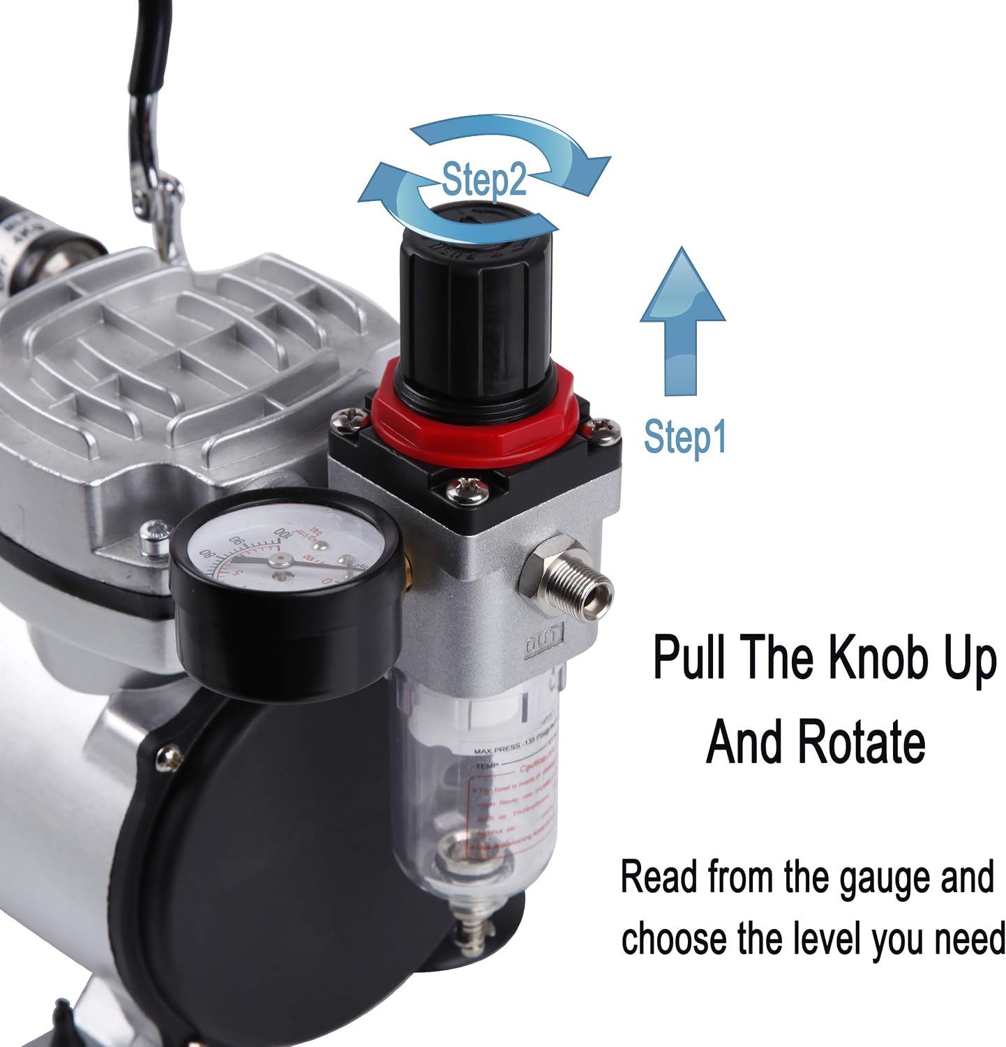 Airbrush Kit With Compressor AS18-2K Basic Start Kit With Air Hose, Cleaning Brushes, and Test Paints for Hobby, Body