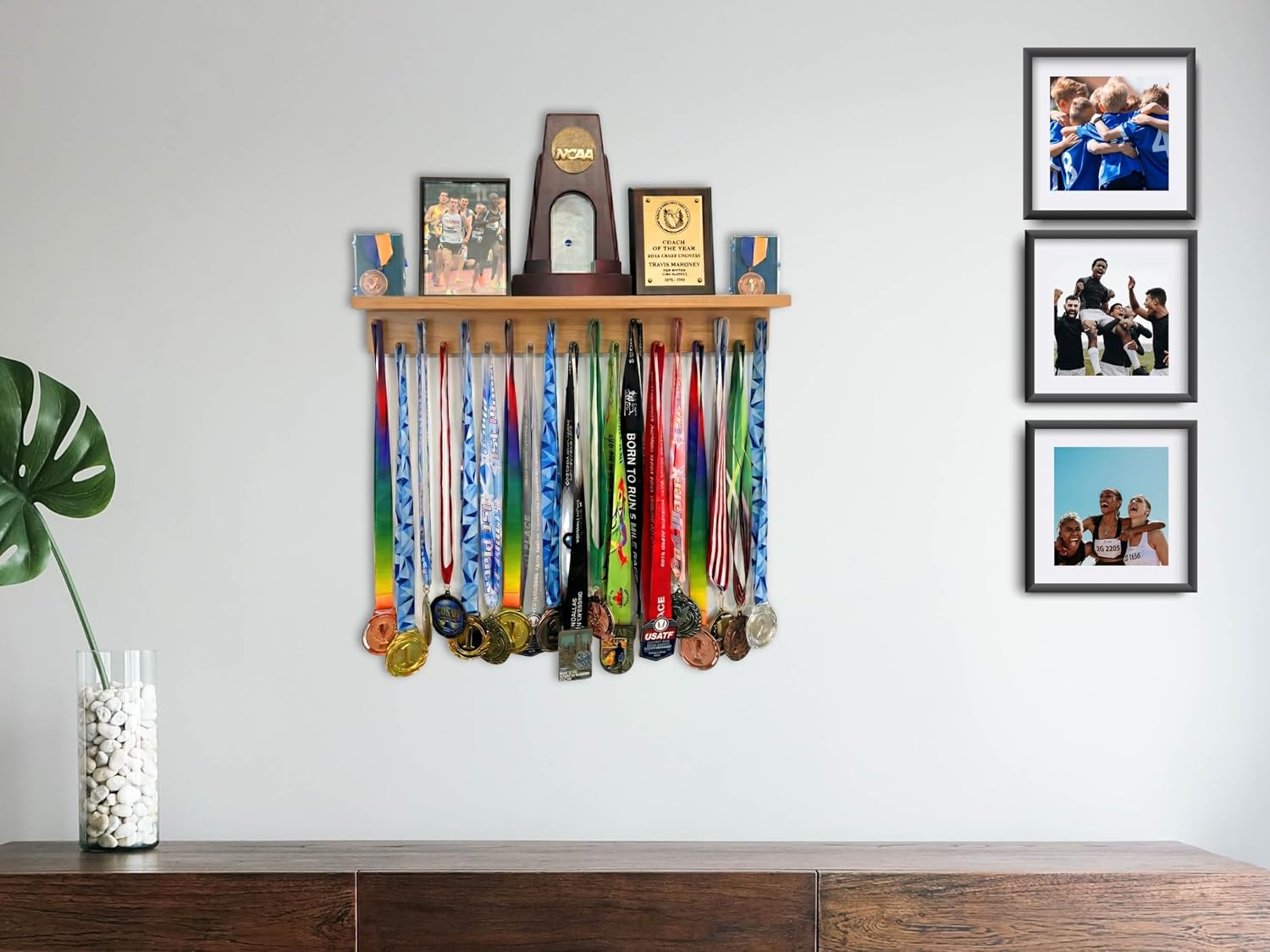 Premier Medal Hanger Display Rack and Trophy Shelf for Gymnastics, Soccer, Basketball, Football, and More – 2, ft