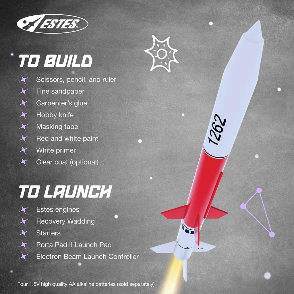 7266 Red Nova Flying-Model-Rocket Kit, Advanced Rocket-Building Kit for Ages 10+