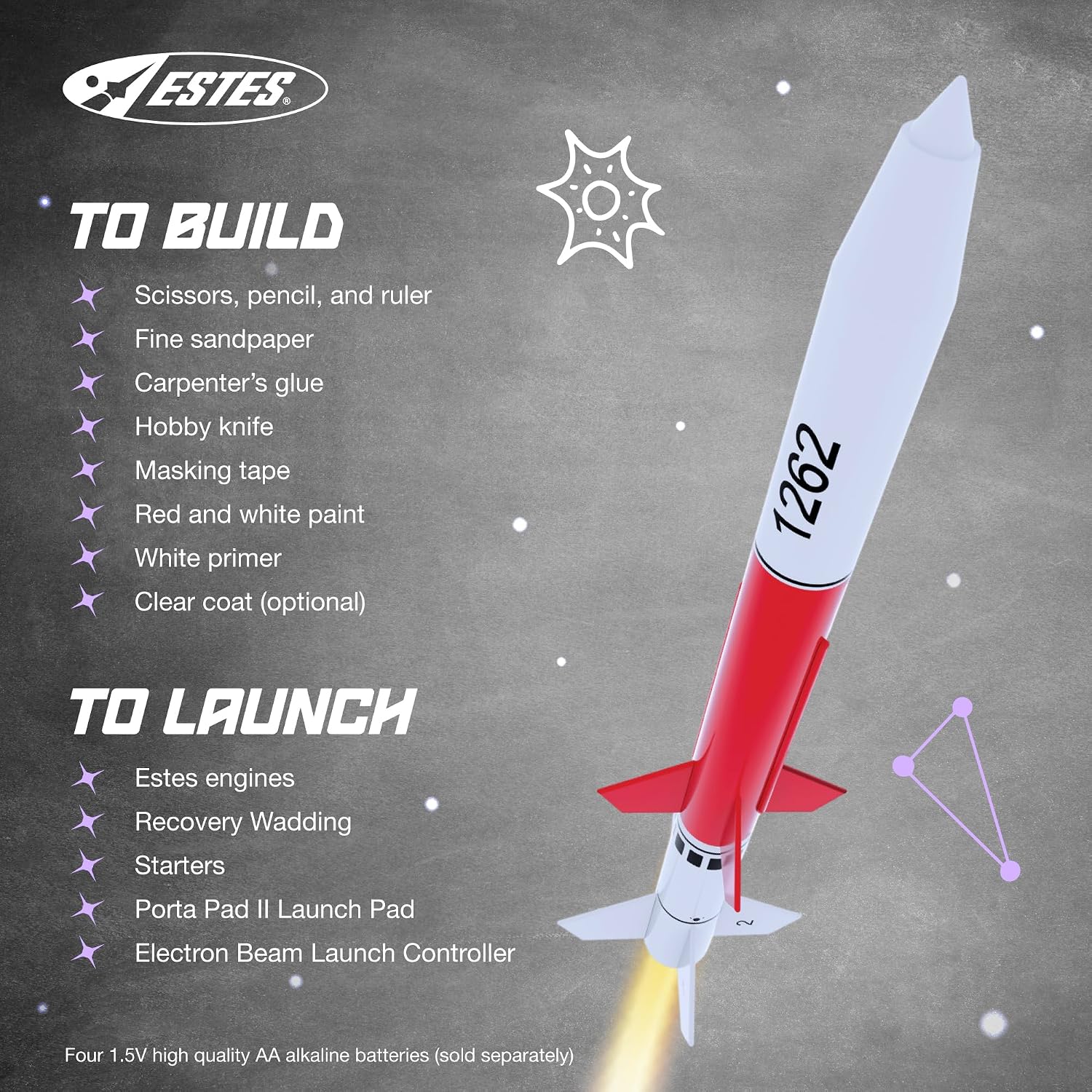 7266 Red Nova Flying-Model-Rocket Kit, Advanced Rocket-Building Kit for Ages 10+