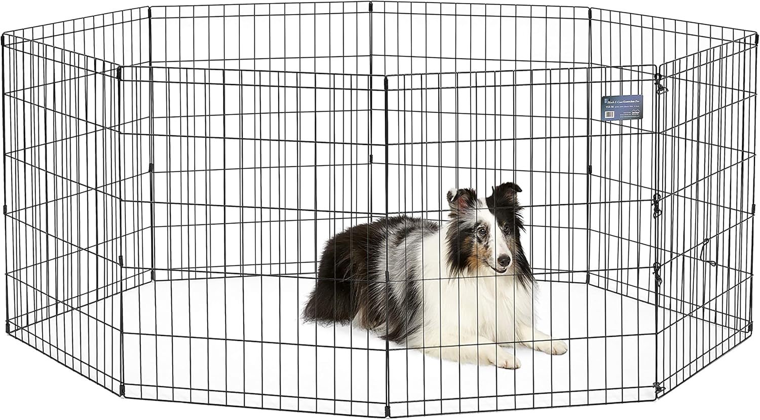 Folding Metal Puppy / Dog Exercise Pen, Indoor/Outdoor Playpen with No Door, Provides 16 Sq Feet of Play Space