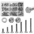 Stainless Steel 1/4-20 Hex Bolt Assorted with Nylon Insert Lock Nut Washer