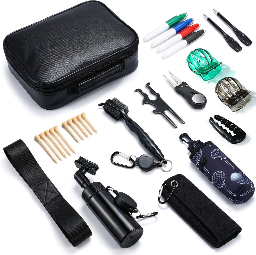 Golf Essentials Kit | Must Have Golf Accessories - Golf Water Brush, Golf Towel, Golf Club Brush, Golf Ball Marker
