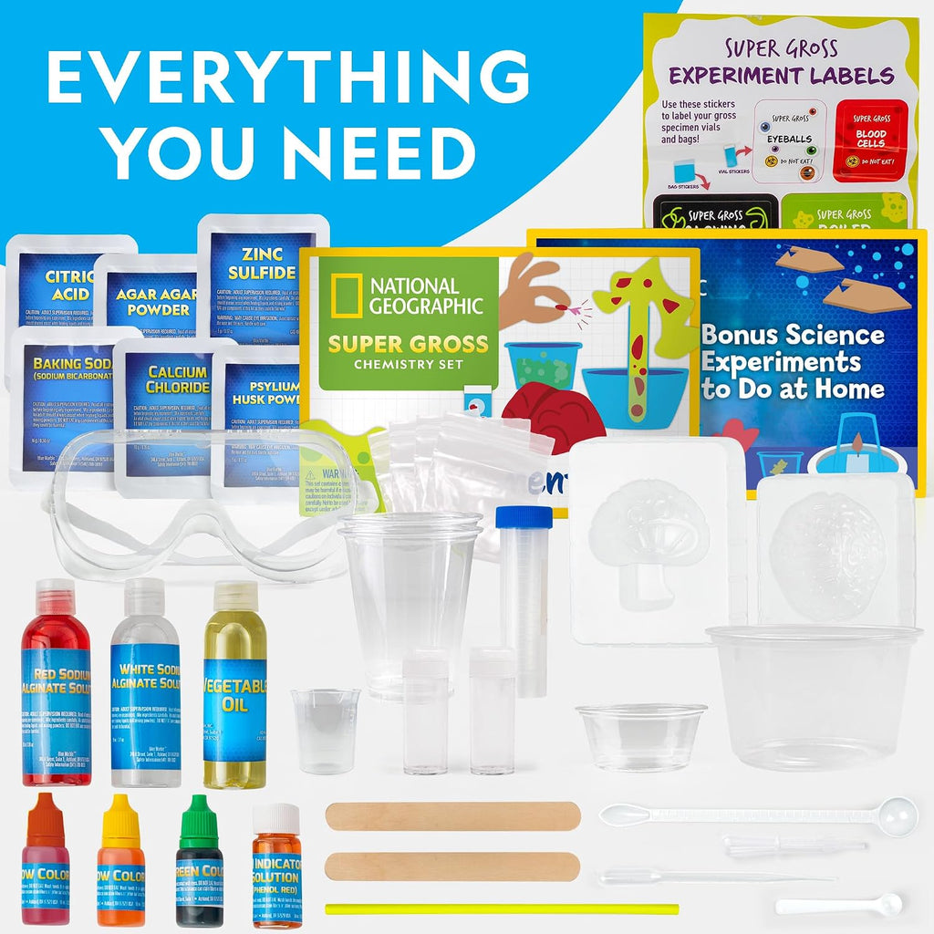 National Geographic Gross Science Kit with 45 Experiments for Kids 8-12 | Brain Dissection, Slime Making, Creepy STEM