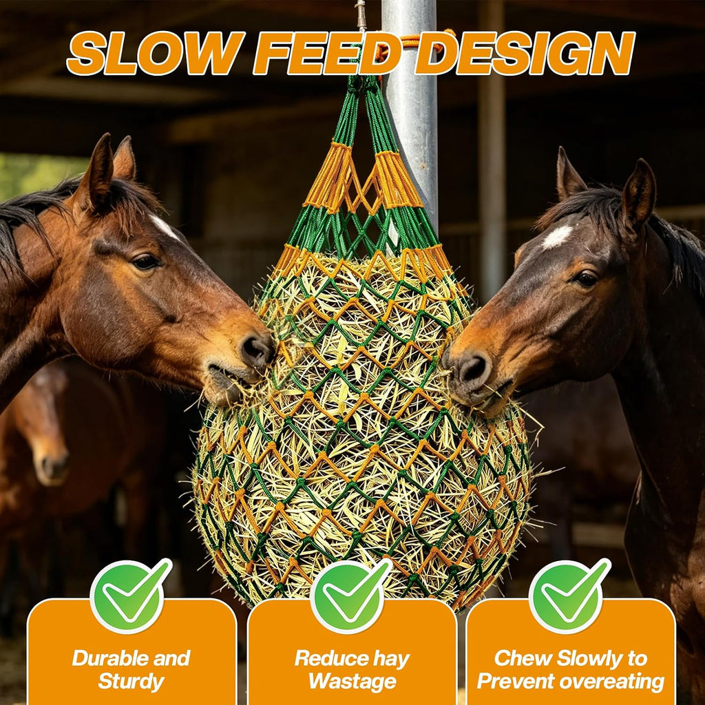 Hay Nets for Horses, 3-Pack Large-Capacity Hay Net for Horses Goats & Sheep
