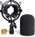 AT2020 Shock Mount with Windscreen, Shock Mount Stand with Foam Pop Filter for Audio Technica AT2020 AT2035 AT4040