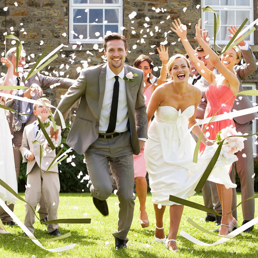 40Pcs Wedding Ribbon Sticks with Bells White Sage Green Streamers Fairy Stick Wands Ribbon Tassel Wands for Baby
