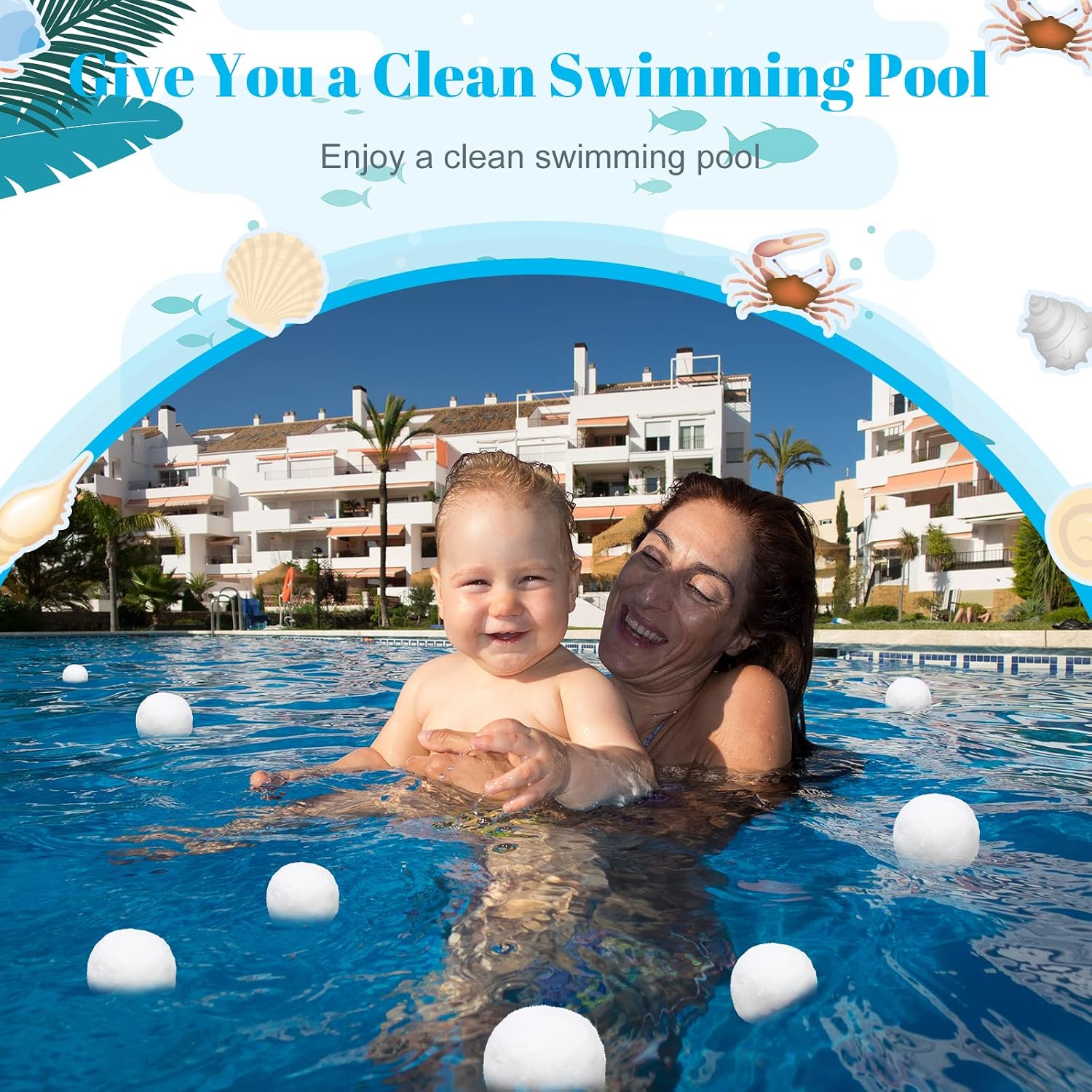 4.6 lbs Pool Filter Media Balls Fiber Filter Media for Swimming Pool Sand Filters and Bath Center Bathtubs Spas