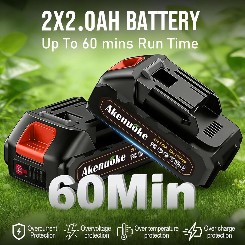 Cordless Weed Wacker with 2 Batteries & Charger, 26 Metal/Plastic Blades | Electric Grass Trimmer, Lightweight