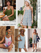 Women's Summer Rompers Beach Vacation Outfits Adjustable Jumpsuits