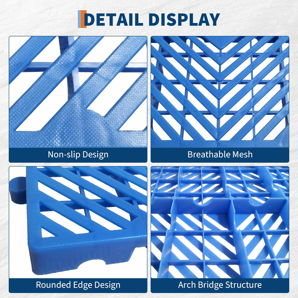 Plastic Pallets, 6 Pack Lightweight Waterproof Floor Pallets,Spliceable Outdoor Breathable Grid Platform for Garage