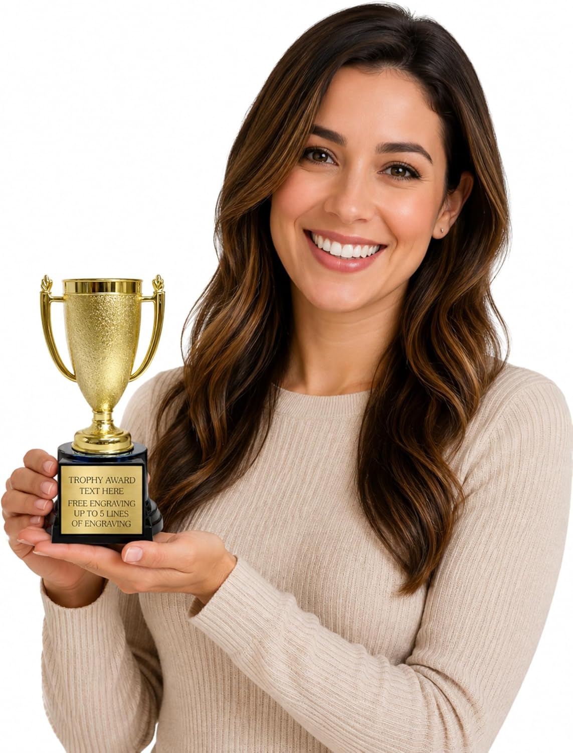 Personalized Trophy Cup with Custom Engraved Plate – 7.5" Gold Award Cup Trophy – Custom Engraving for Team Awards