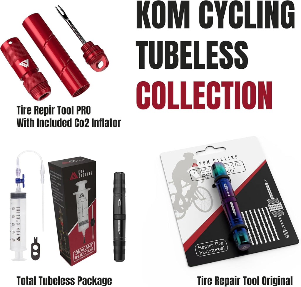 Tubeless Tire Repair Kit for Bikes 8 Colors! Fixes Mountain Bike and Road Bicycle Tire Punctures