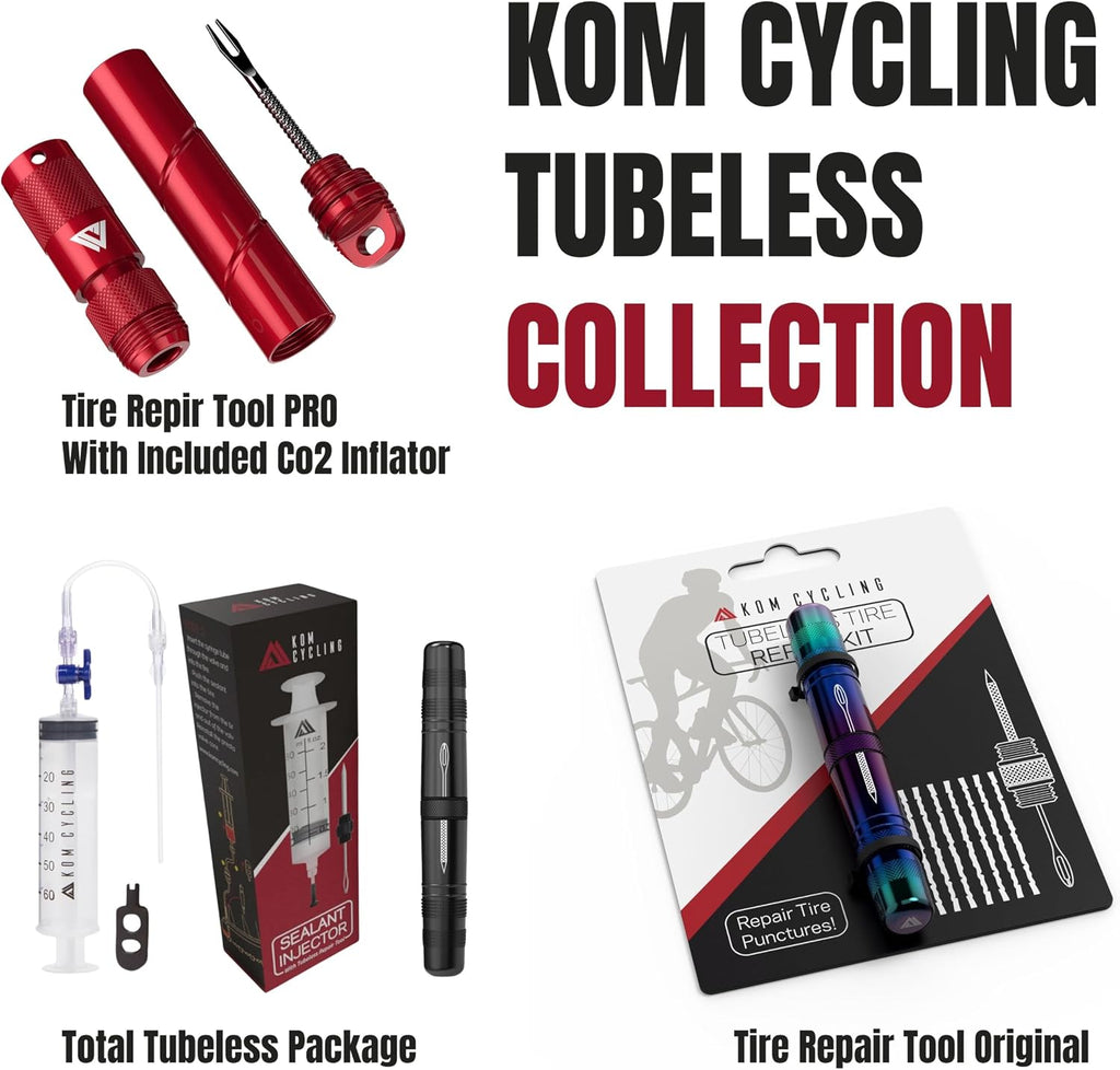 Tubeless Tire Repair Kit for Bikes 8 Colors! Fixes Mountain Bike and Road Bicycle Tire Punctures