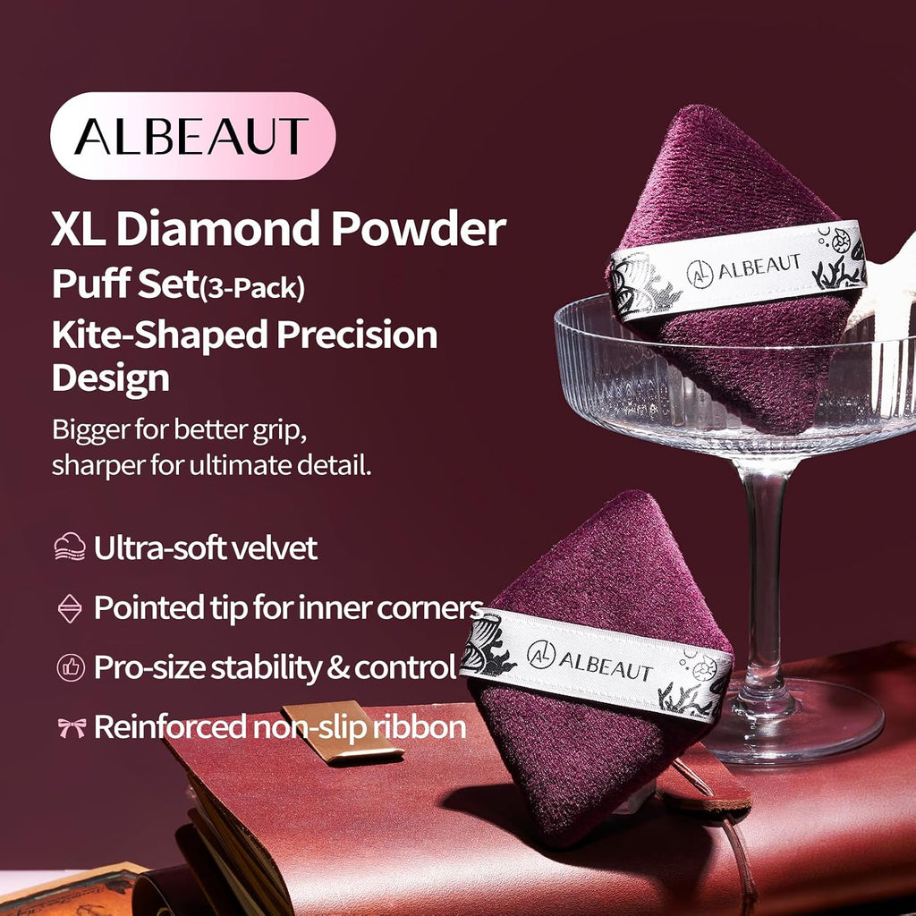 Large Powder Puff 3 Pcs, Velour Makeup Sponge for Loose Powder