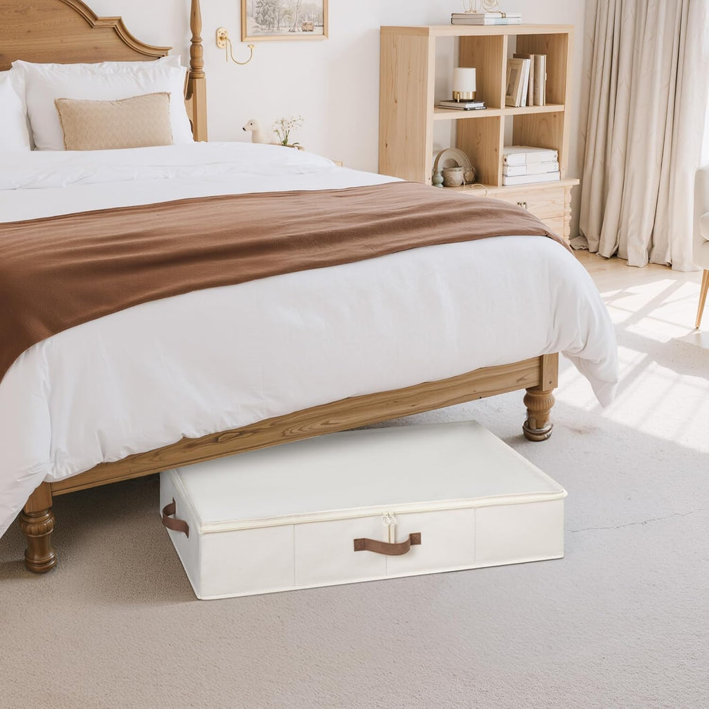 Underbed Storage Containers with Lids, 2-Pack 6" Low Profile Under Bed Organizers for Clothes, Bedding and Sweaters