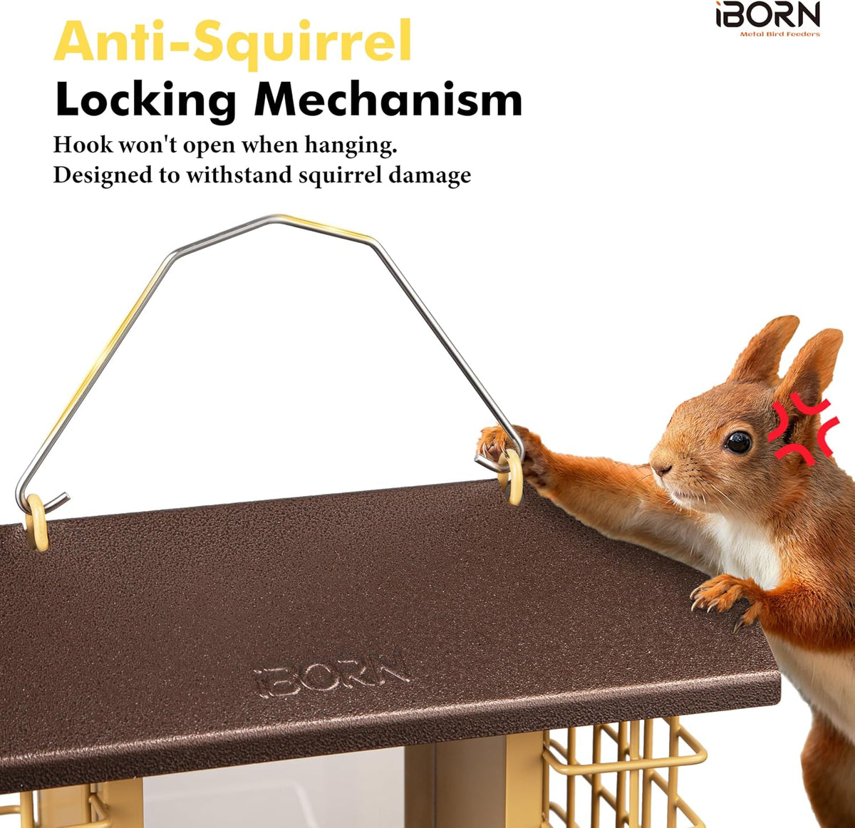 Bird Feeders for Outdoors,Bird Feeder with Double Suet Holders,Suet Feeder for Outside,Weatherproof Metal Roof,Easy