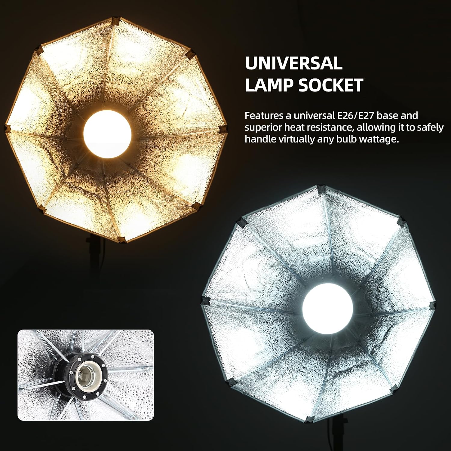 Professional Softbox Lighting Kit, 20'' x 20'' Studio Lights with 85W 2700-6500K E27 LED Bulbs, Continuous Lighting