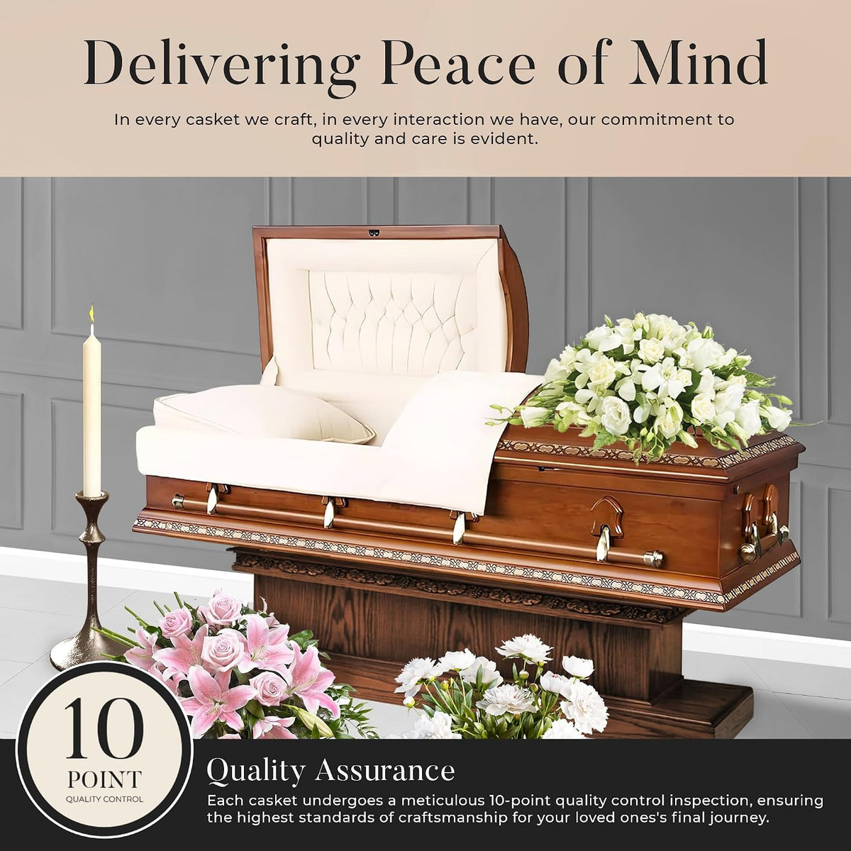 Montana Poplar Wood Casket with Cream Velvet Interior