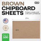 Chipboard Sheets 17" x 11", Pack of 100 - USA-Made Cardboard Sheets