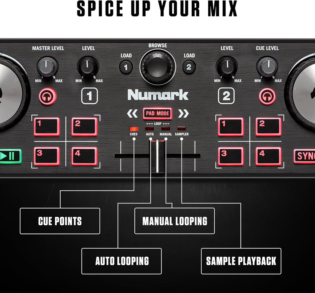 DJ2GO2 Touch Compact DJ Controller | Portable, 2-Deck, DJ Mixer, Touch-Capacitive Wheels, Integrated Audio Interface