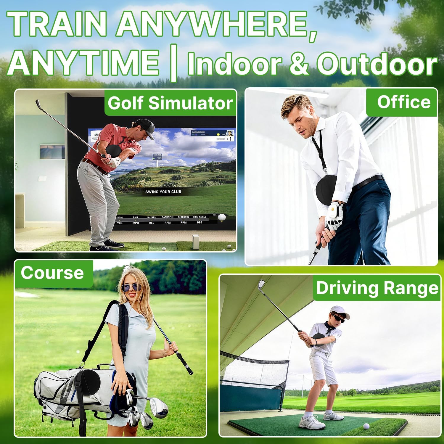 Golf Training Aids Kit, 3-in-1 Swing Training Set with Trainer Grip, Impact Tape for Golf Clubs, Inflatable Golf