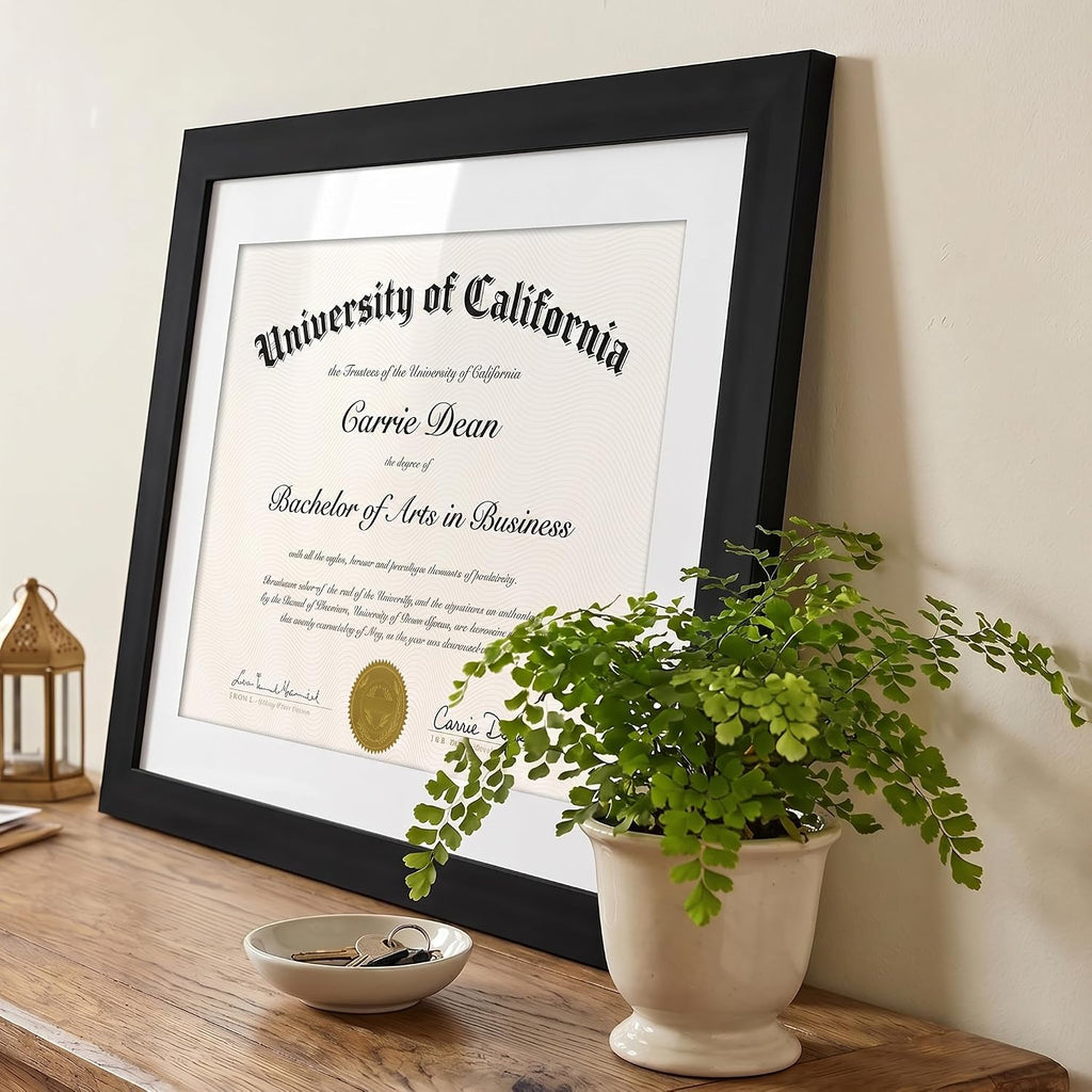11x14 Diploma Frame with Shatter-Resistant Glass - Use as 8.5x11 Frame with Mat or Display 11x14 Documents Without