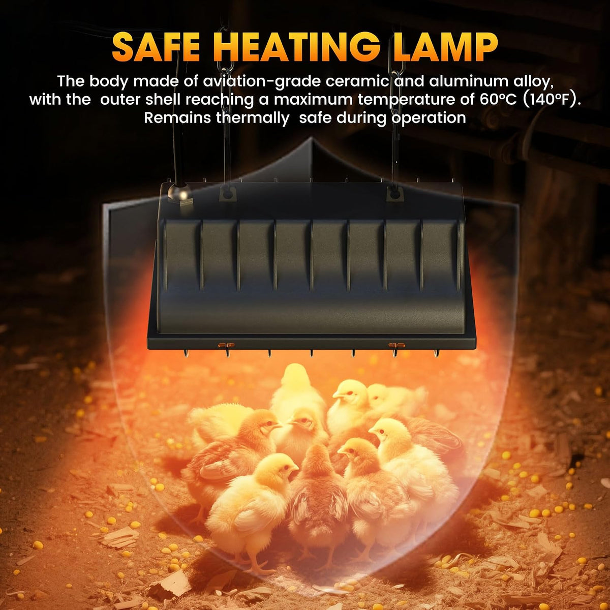 Heat Lamp for Chickens, Halogen Chicken Heat Lamp for Young Poultry, Safe Infrared Chicken Coop & Brooder Heater