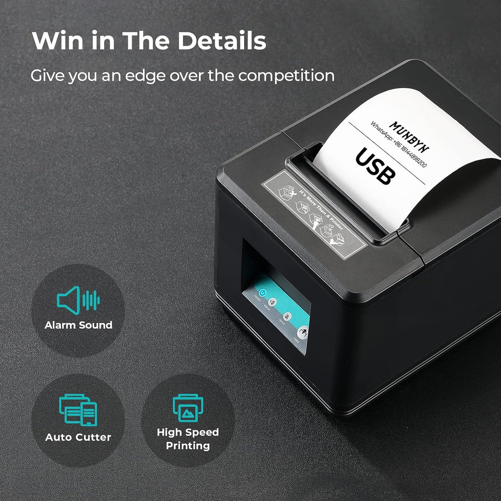 80mm USB Thermal Receipt Printer P098, POS Printer with Auto Cutter | ESC POS command support for Windows and Mac