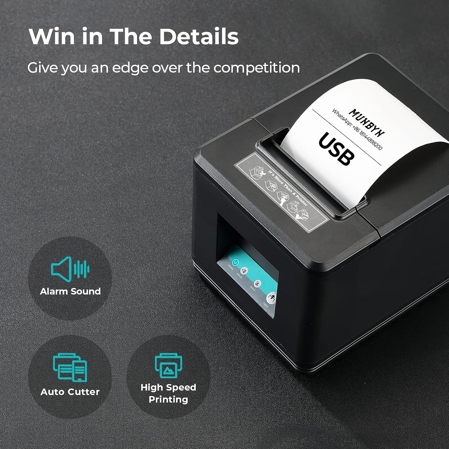 80mm USB Thermal Receipt Printer P098, POS Printer with Auto Cutter | ESC POS command support for Windows and Mac