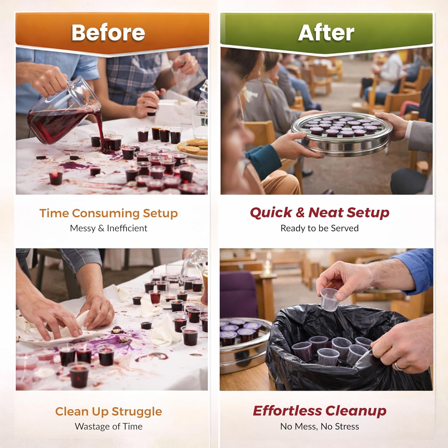 Prefilled Communion Cups with Wafers - 30 Count