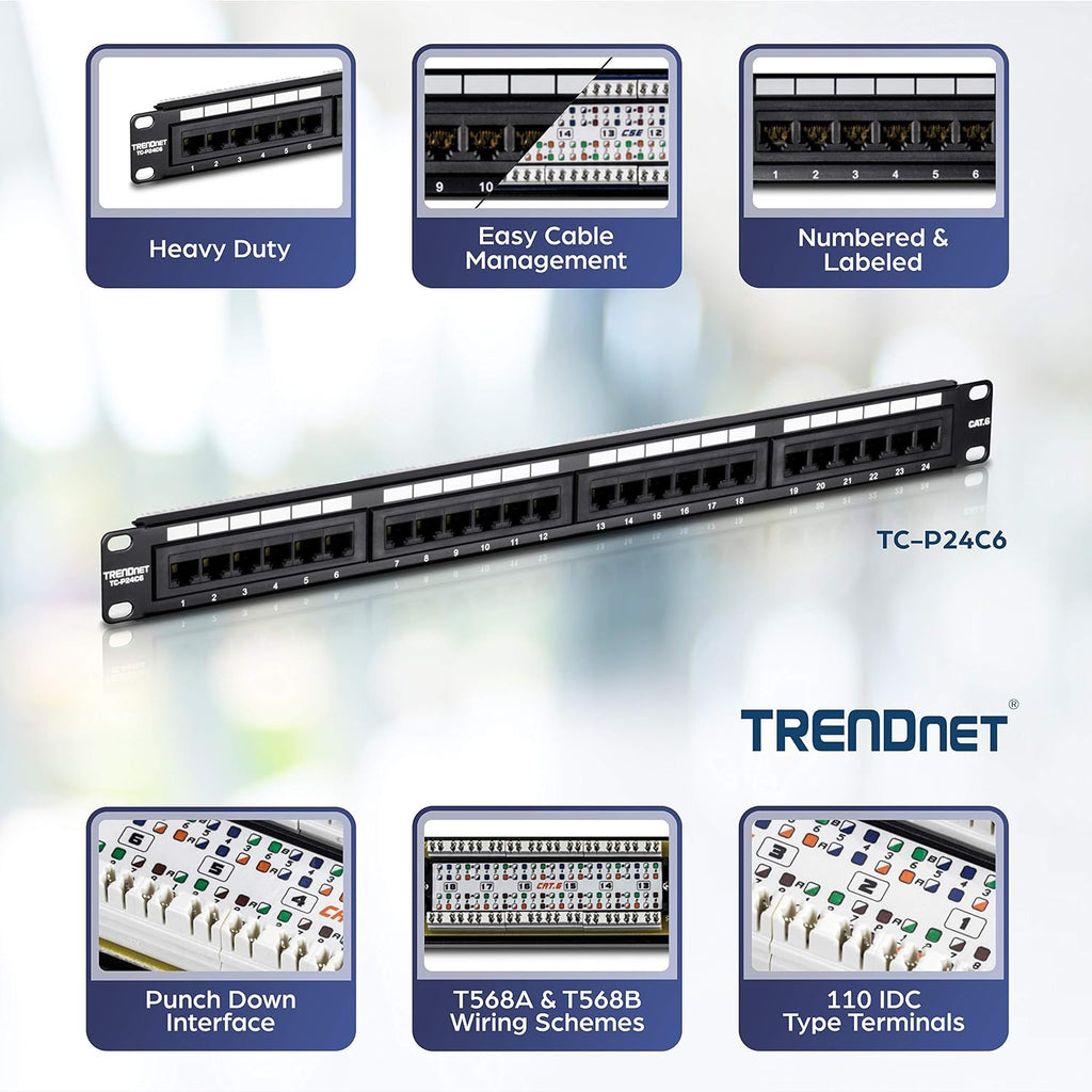 TRENDnet 24-Port Cat6 Unshielded Patch Panel,TC-P24C6