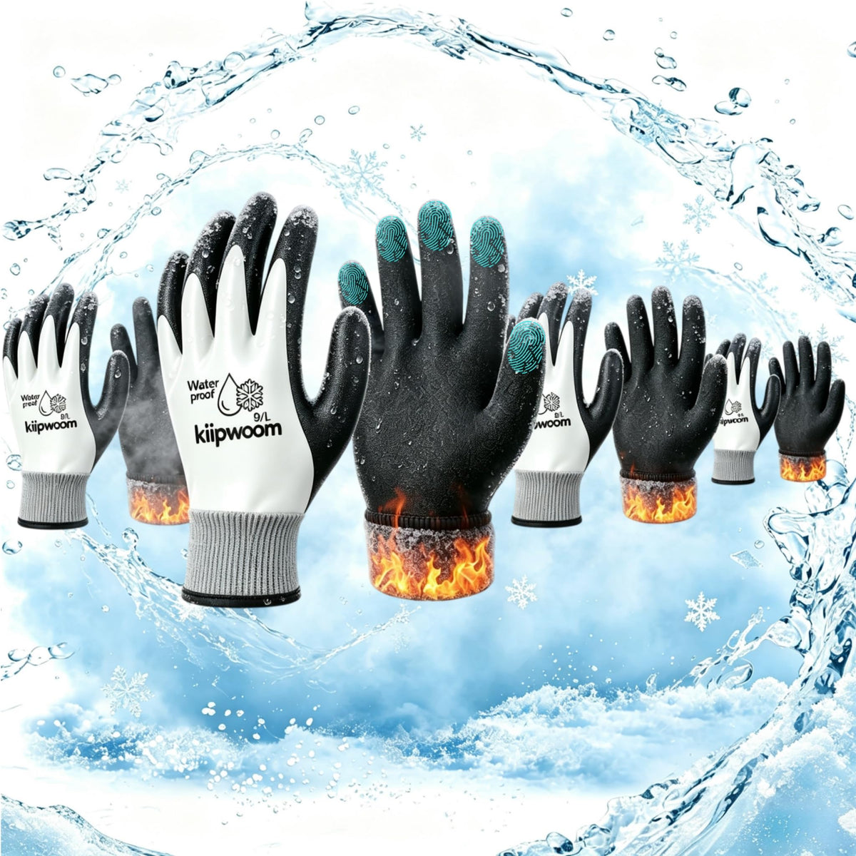 4-Packs Thick Waterproof Winter Freezer Work Gloves w/ Grip for Men & Women