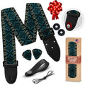 Guitar Strap For Acoustic, Electric and Bass Guitars, Adjustable Padded Leather Ends Guitar Straps For Men and Women