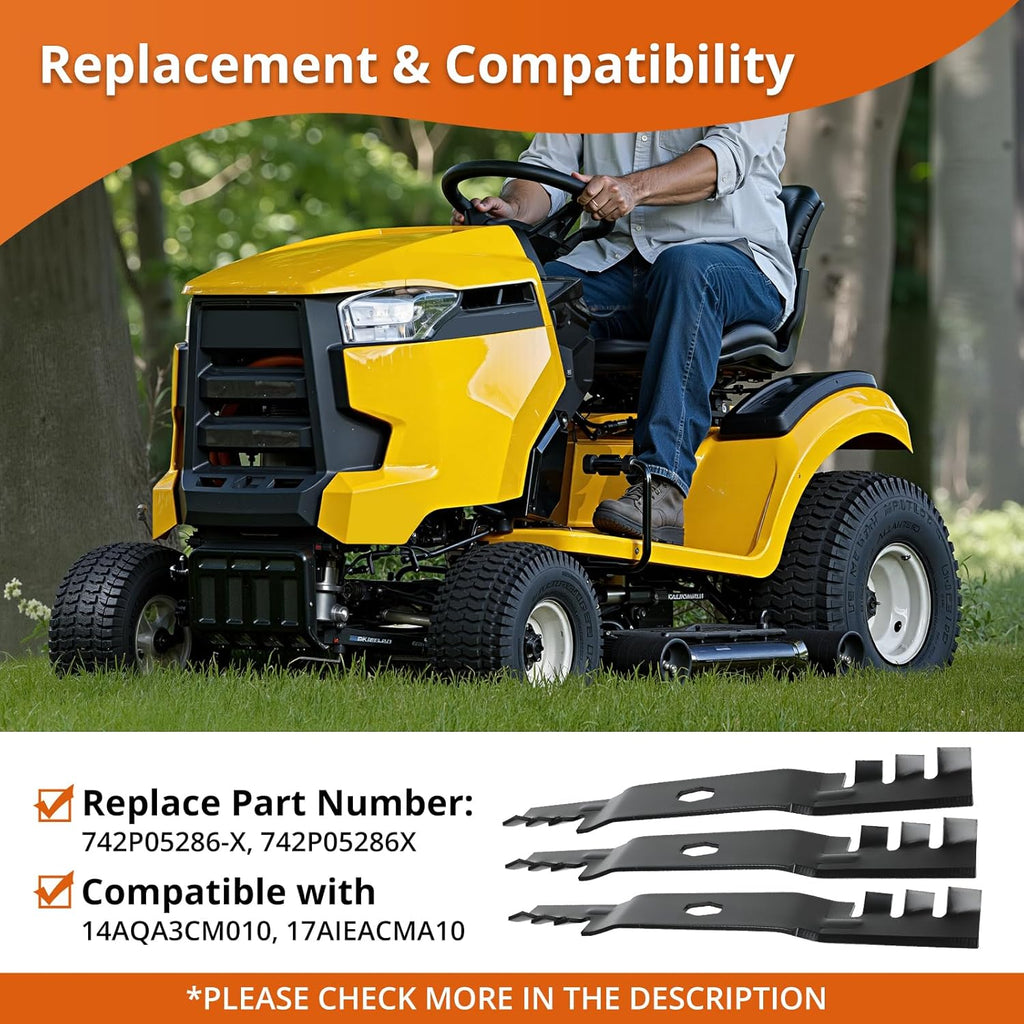 742P05086-X Mower Blades Fit for Cub-Cad et 54" Deck ZT1-54, ZT2-54, ZTS2-54 Zero-Turn, 742P05286X Mulching Blade