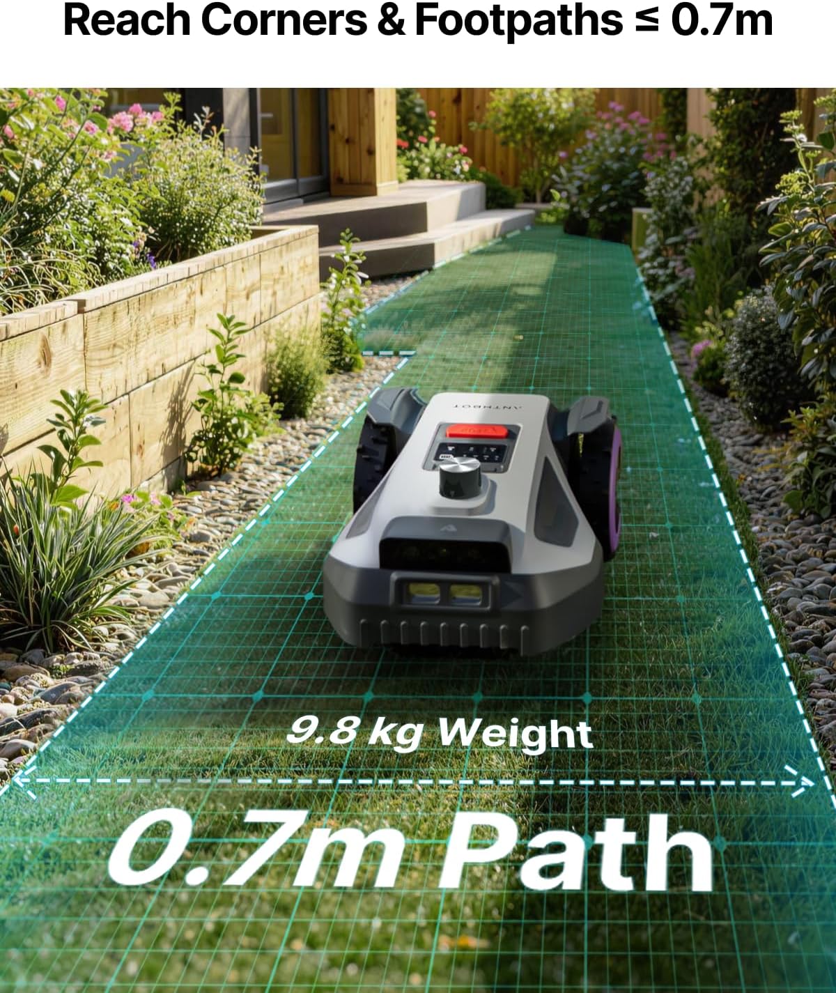 M5 Lidar Robot Lawn Mower, 360°LiDAR+Vision Perimeter Wire Free 1/8 Acre, Vision Obstacle Avoidance Robotic Lawnmower