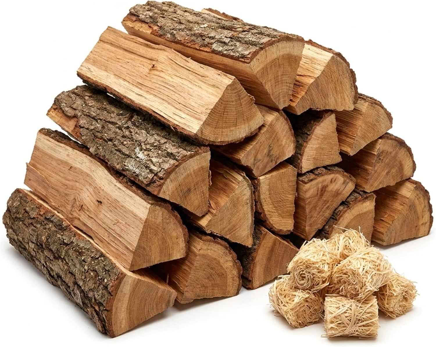 Kiln Dried Pizza Oven Wood 5-6 Inch Oak Logs – 12-14 lbs Mini Split Firewood with 10 Natural Fire Starters – Cooking