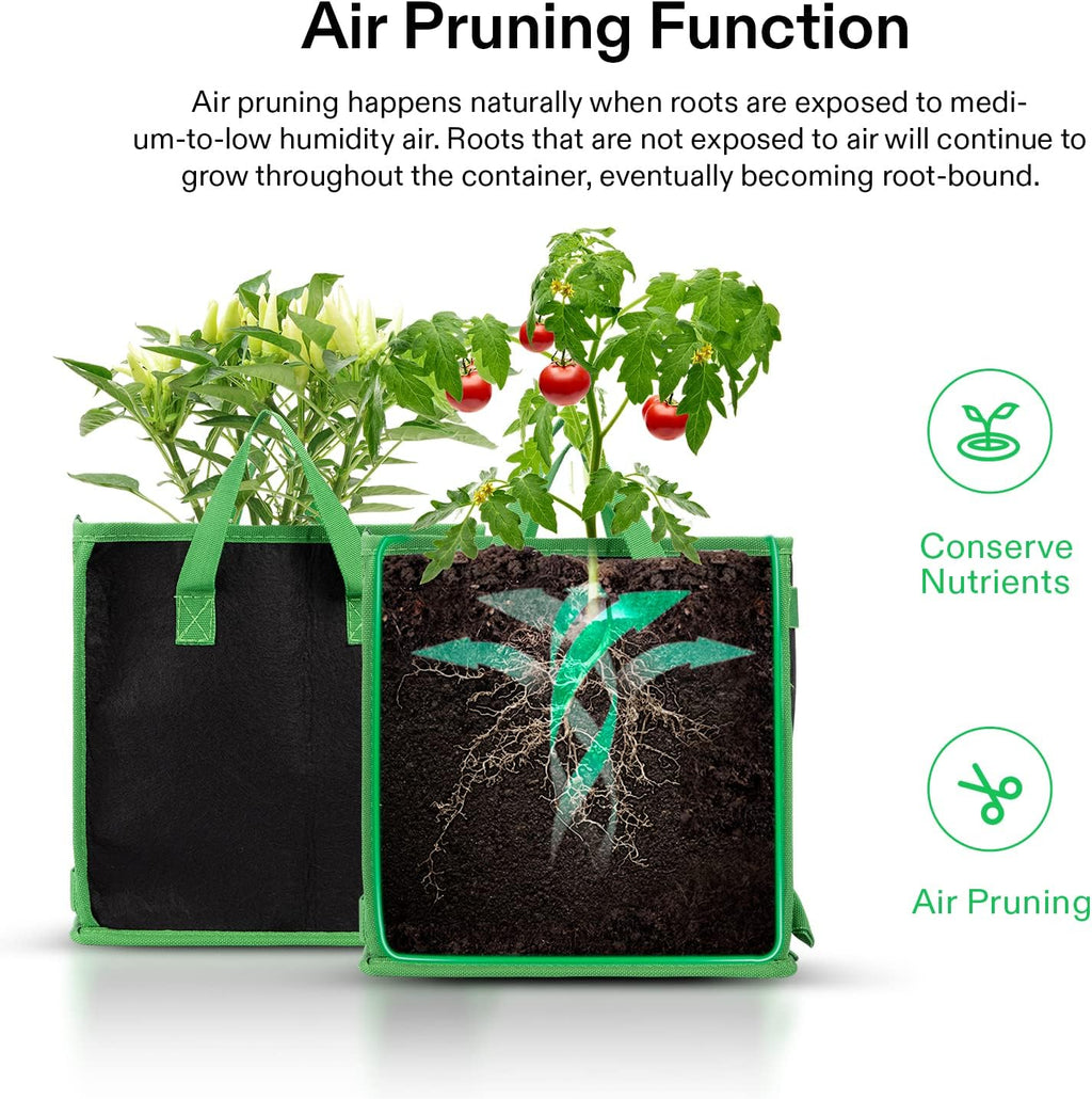 VIVOSUN 5 Pack 5 Gallon Square Grow Bags, Thick Nonwoven Cubic Fabric Pots with Handles for Indoor and Outdoor