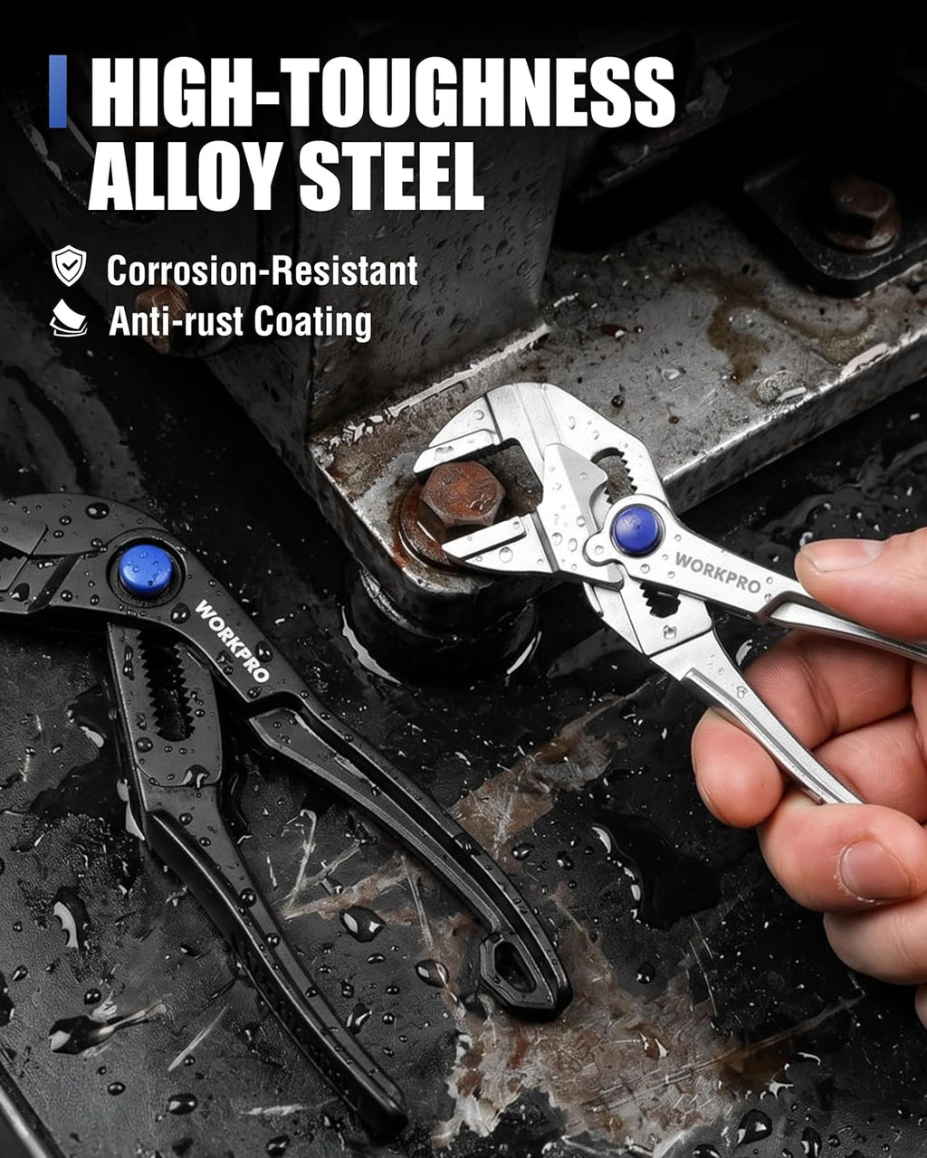 2-Piece Mini Pliers Set with Pouch, 4-Inch Water Pump Pliers & Pliers Wrench, High-Toughness Alloy Steel Mini Groove
