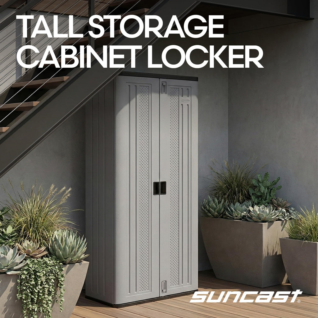 72-Inch Tall Storage Cabinet, Platinum Resin Garage Storage Cabinet