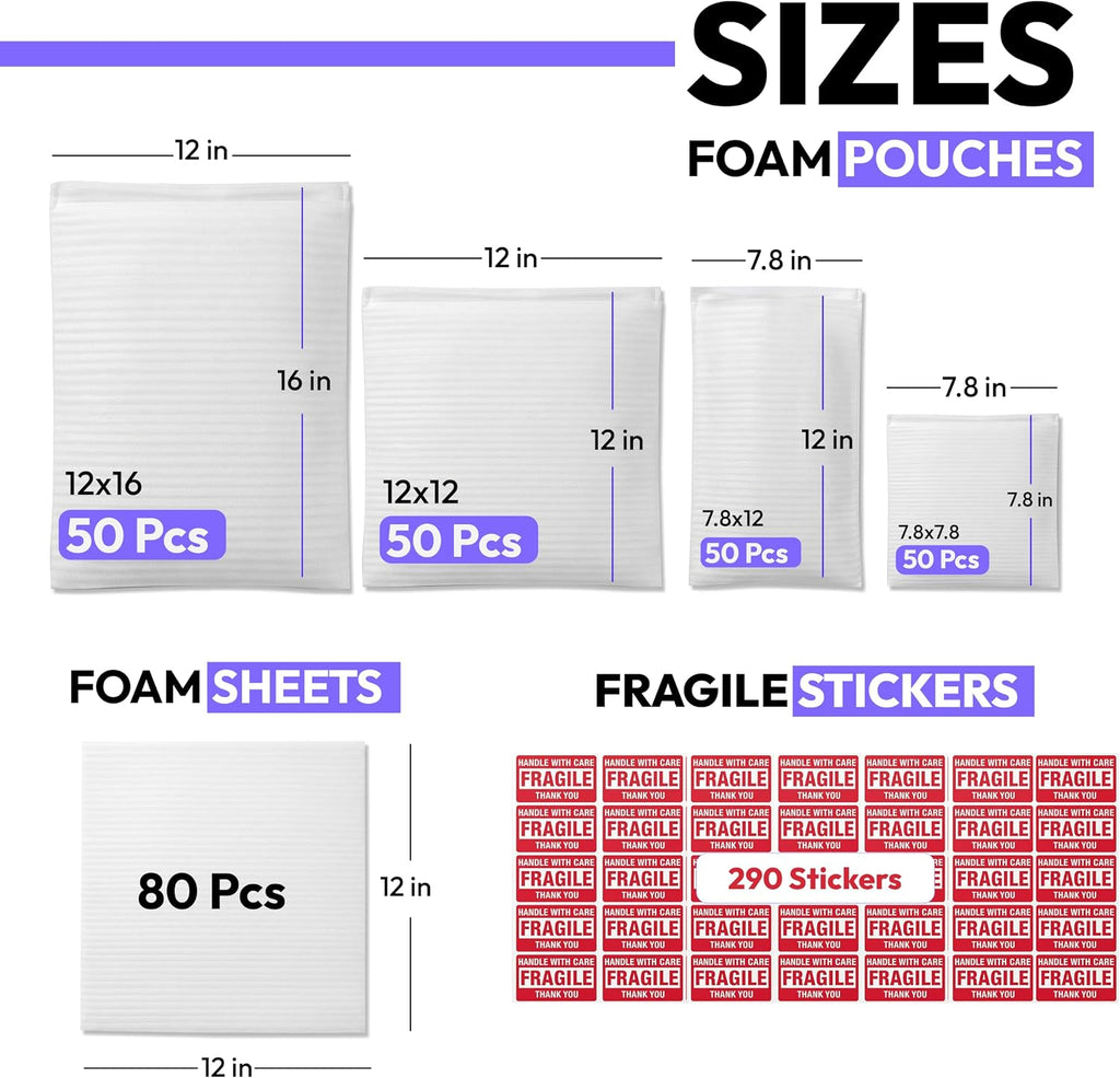 Pack of 570 Pcs Dish Packing Supplies for Moving, Moving Foam Sheets for Packing Dishes for Plates and Fragile