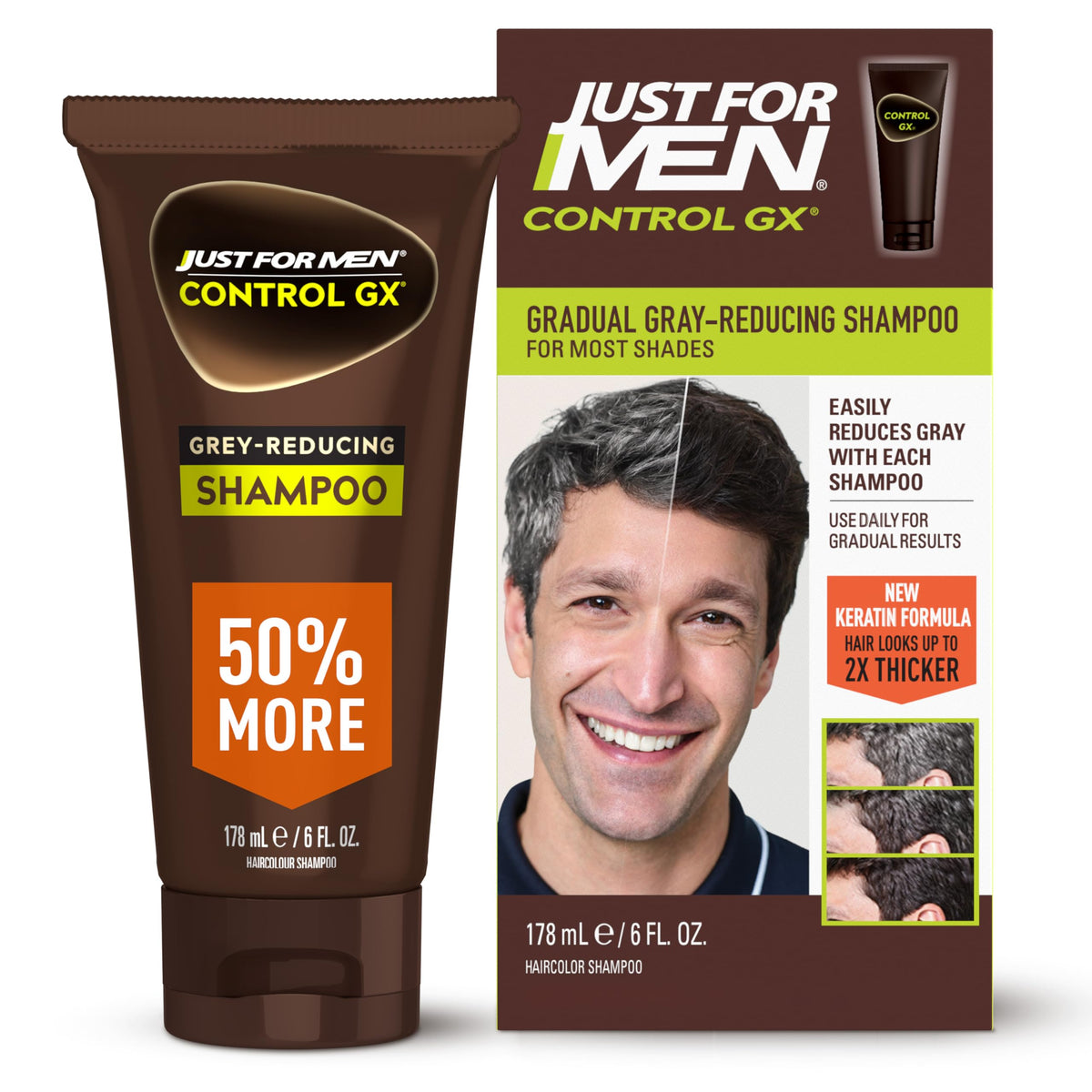 Control GX Gray Reducing Shampoo, Keratin, 6 Fl Oz (1 Pack)