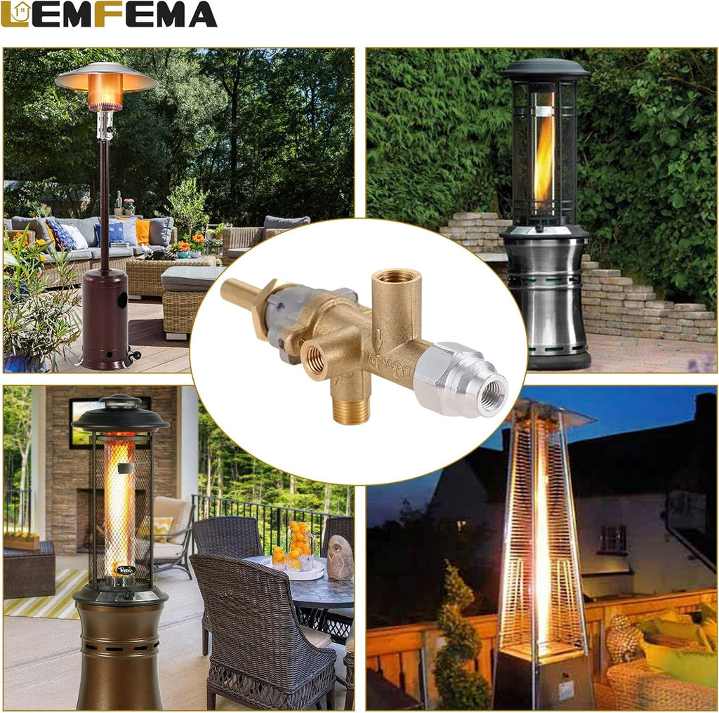 Replacement for Propane Patio Heater Brass Safety Control Valve with Pilot