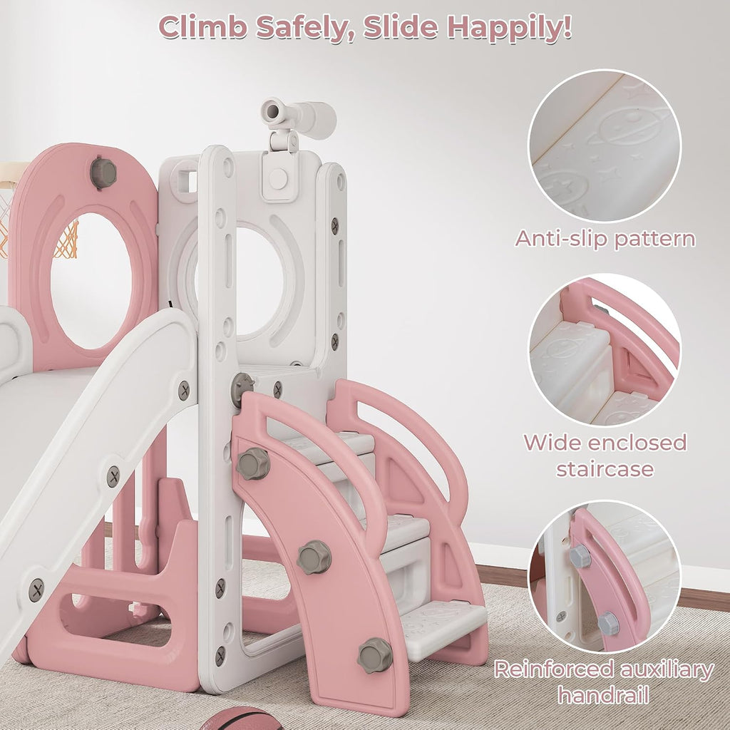 6 in 1 Toddler Slide, Indoor Slide for Toddlers 1-3, Freestanding Kids Slide and Climber for Inside Playground