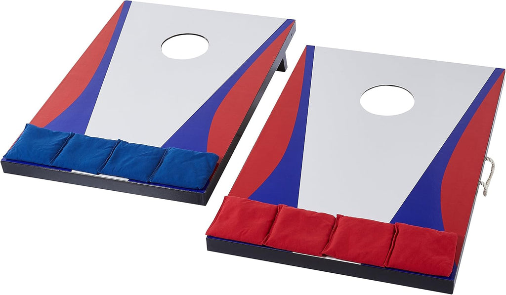 Portable Cornhole Set, Outdoor Game Bean Bag Toss with Carrying Case, Blue/Red