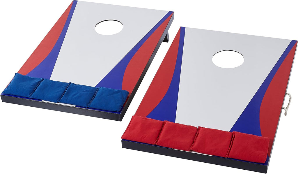 Portable Cornhole Set, Outdoor Game Bean Bag Toss with Carrying Case, Blue/Red