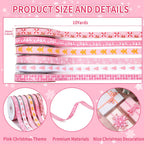 60 Yards Pink Christmas Ribbon for Gift Wrapping and DIY Crafts